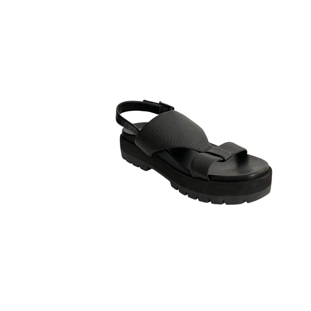 Vionic Black Leather Alondra Platform Lug Sandal Size 7.5 - Picture 2 of 12